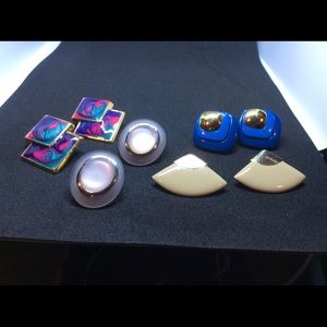 Four Pair Vintage Pierced Earrings
